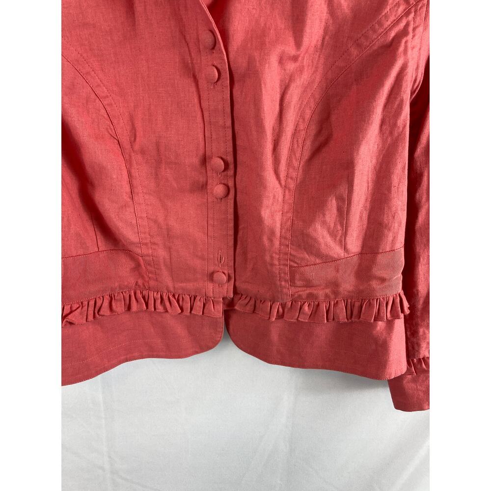 Field gear Linen Ruffle Detail Button Up Jacket Size medium - Picture 3 of 4